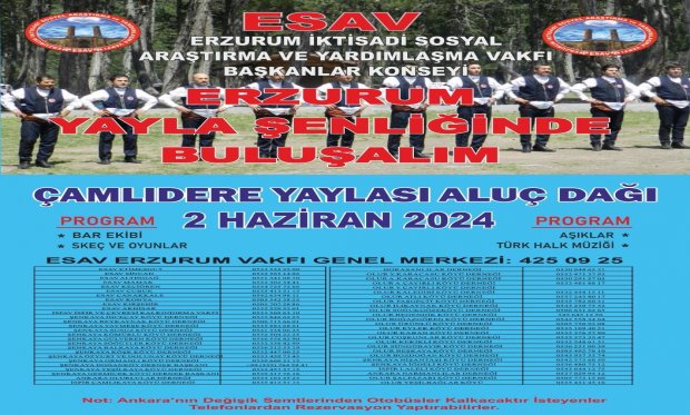  2 HAZİRAN DA ESAV YAYLA ŞENLİĞİMİZDE BULUŞUYORUZ 